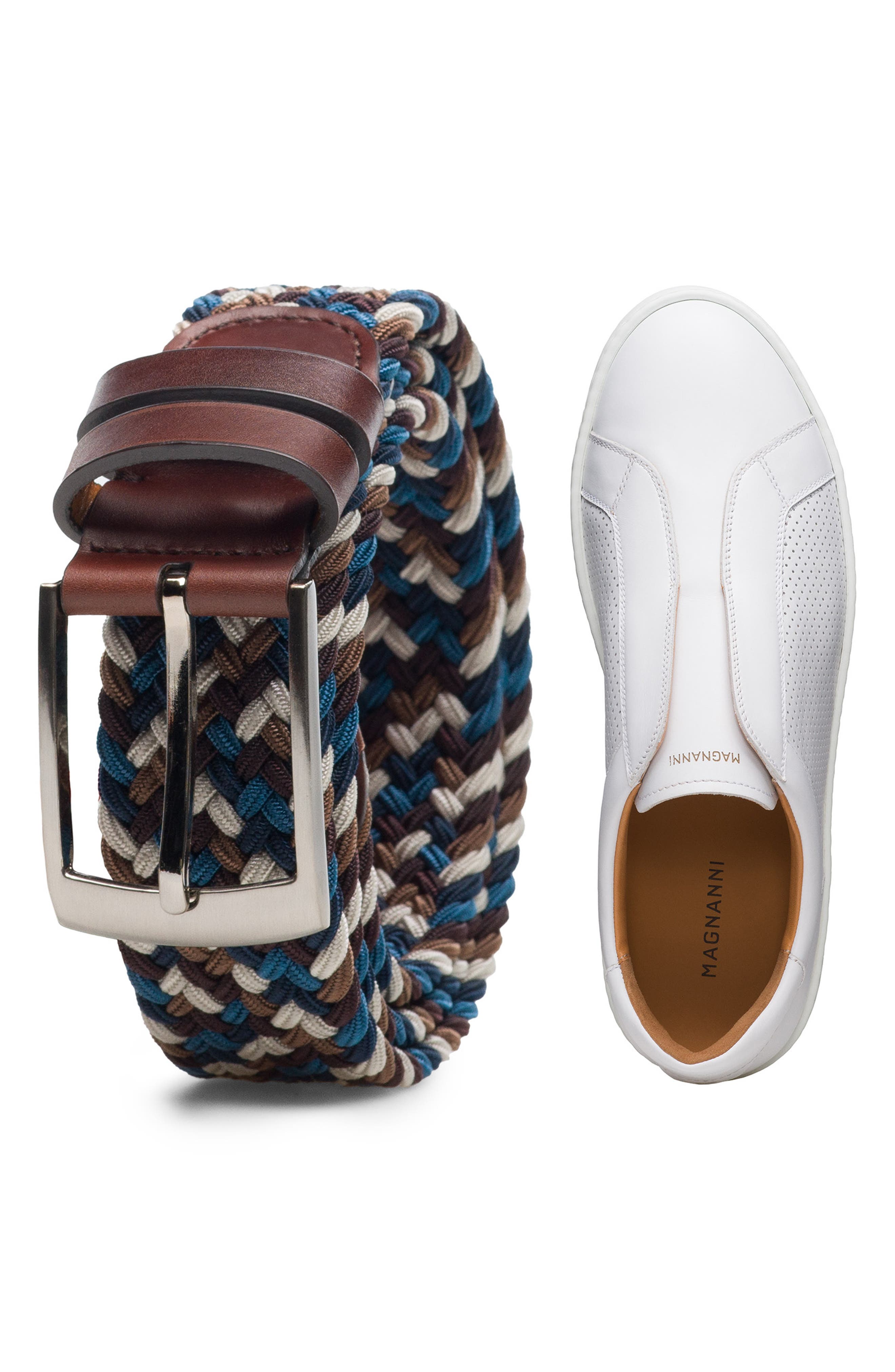 Magnanni Costa Perforated Slip-On Sneaker, Alternate, color, White