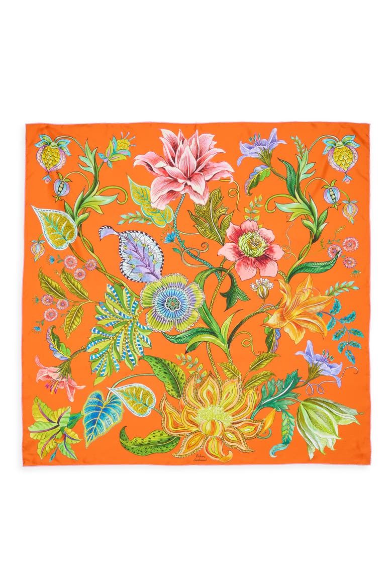 Sunkissed Silk Square Scarf, Main, color, TANGERINE