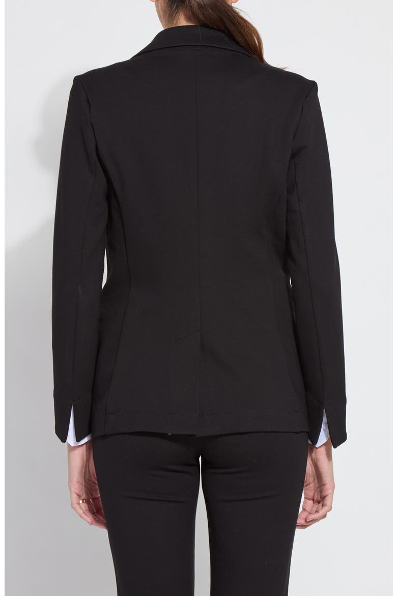 'Lyssentials One-Button Ponte Blazer, Alternate, color, BLACK