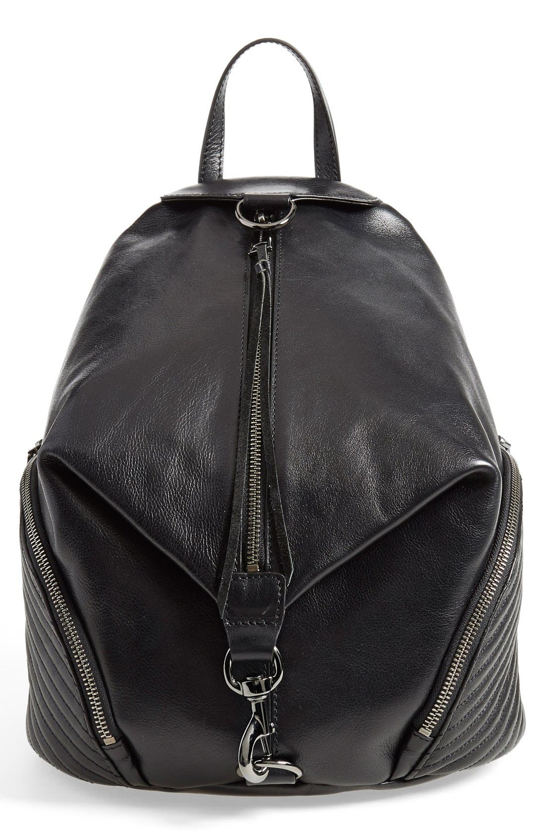 'Line Quilted Julian' Backpack, Main, color, BLACK