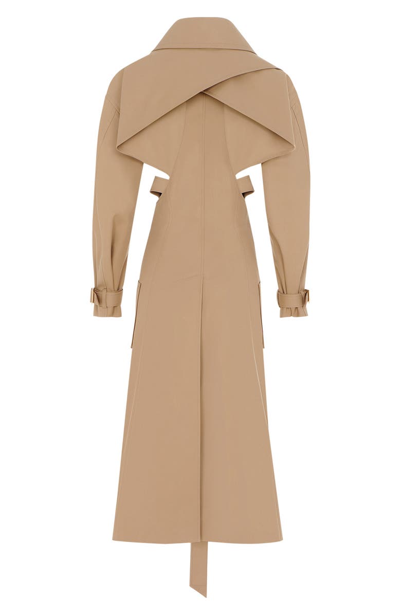 MUGLER Cutout Gabardine Trench Coat, Alternate, color, 