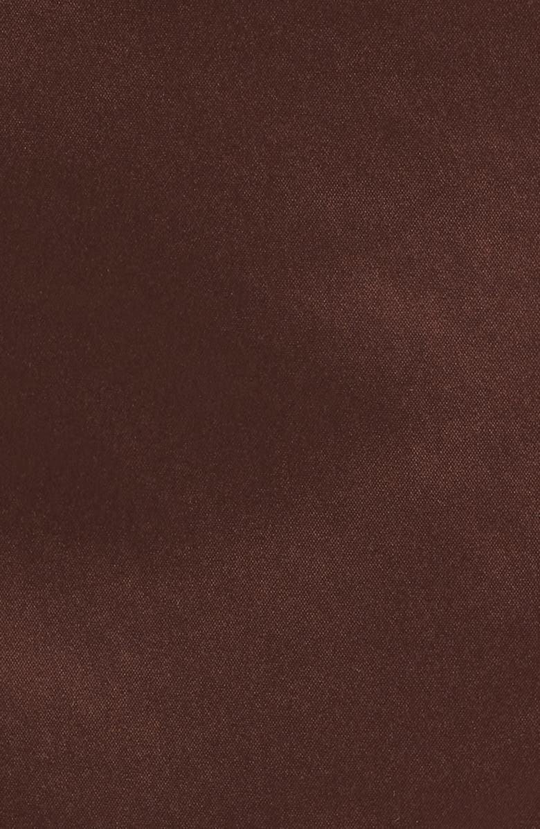 LoveShackFancy Nadina Bow Satin Miniskirt, Alternate, color, Chocolate Brown