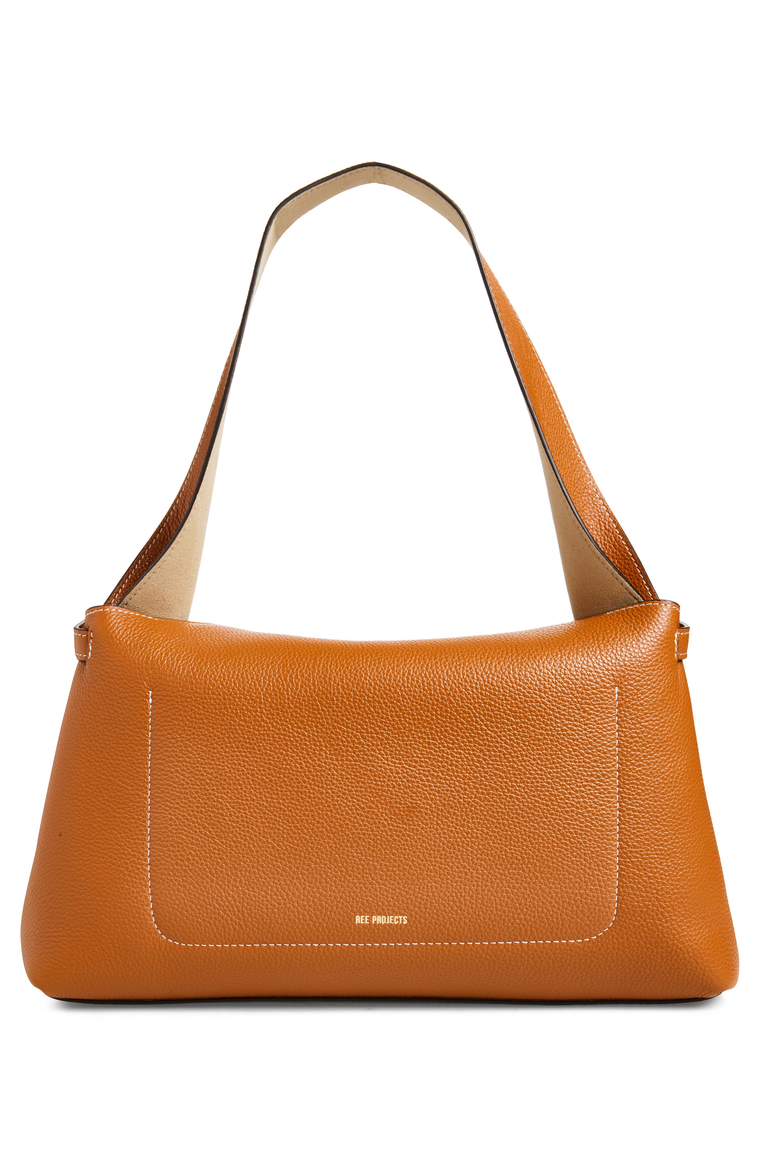 Ree Projects Florencia Soft Pebble Grain Leather Shoulder Bag, Alternate, color, Caramel