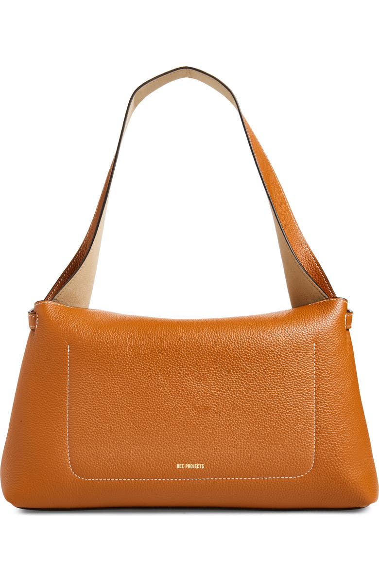 Ree Projects Florencia Soft Pebble Grain Leather Shoulder Bag, Alternate, color, Caramel