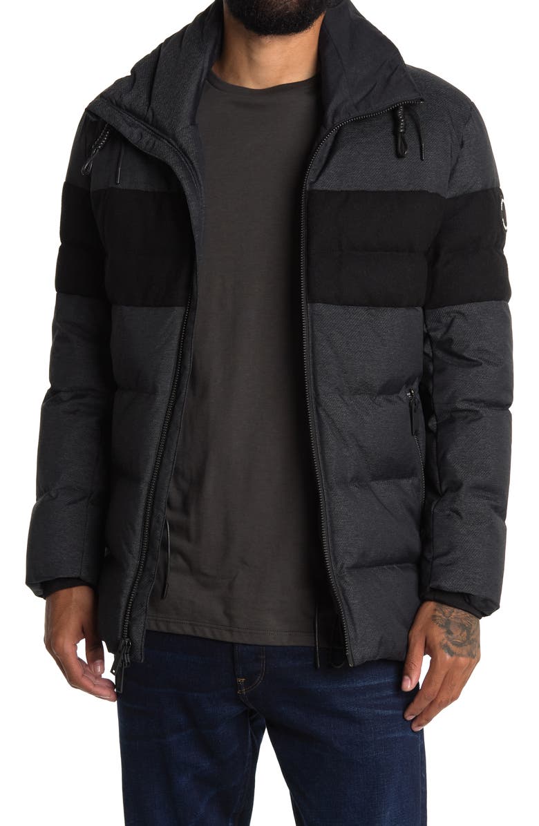KARL LAGERFELD PARIS Hooded Quilted Down Parka Jacket, Main, color,