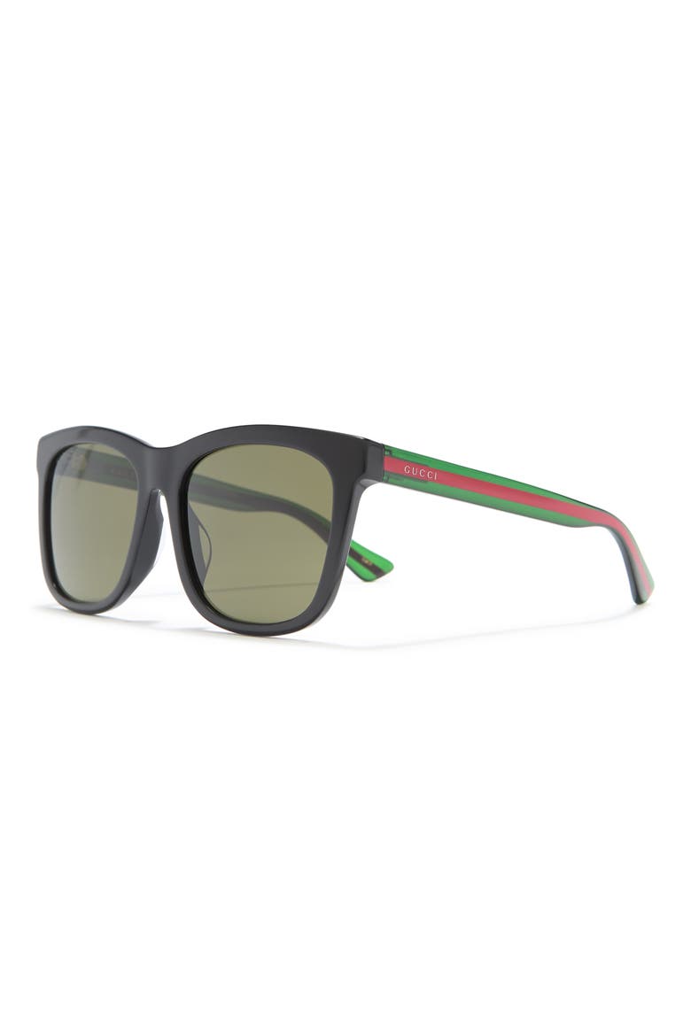 56mm Square Sunglasses, Alternate, color, BLACK GREEN GREEN