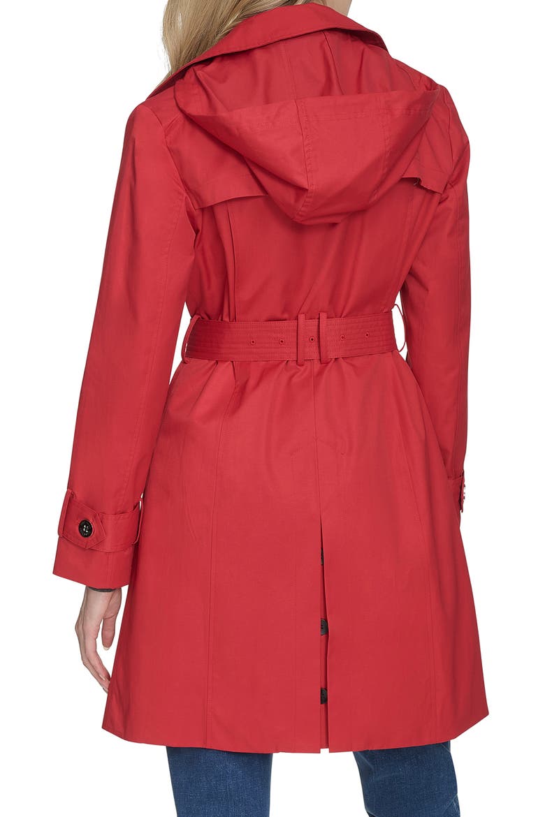 Water Resistant Trench Coat with Removable Hood, Alternate, color, RED