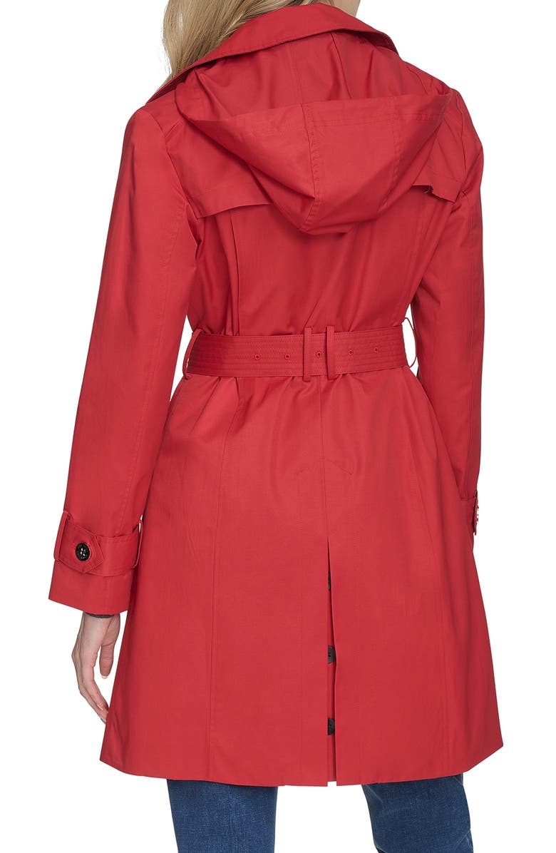 Cole Haan Signature Water Resistant Trench Coat with Removable Hood, Alternate, color, Red