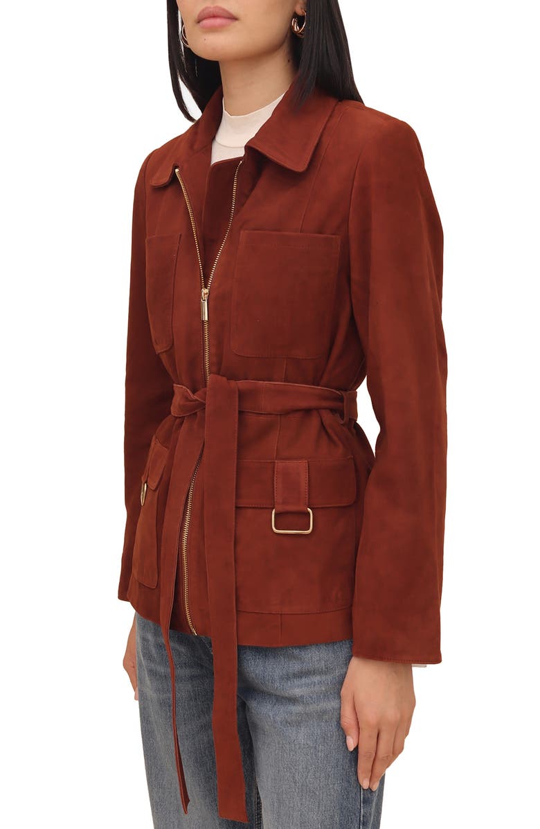 Bagatelle Tie Belt Genuine Suede Utility Jacket, Alternate, color, 
