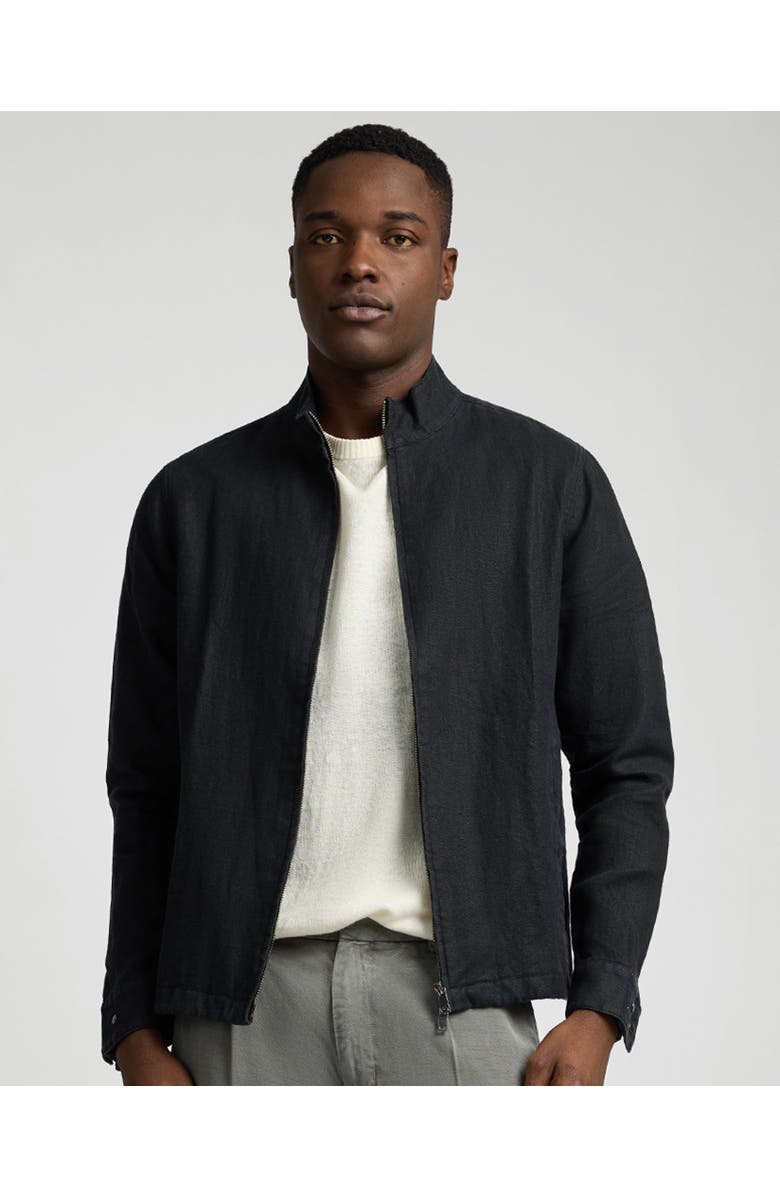 Onia Linen Bomber Jacket, Main, color, Washed Black