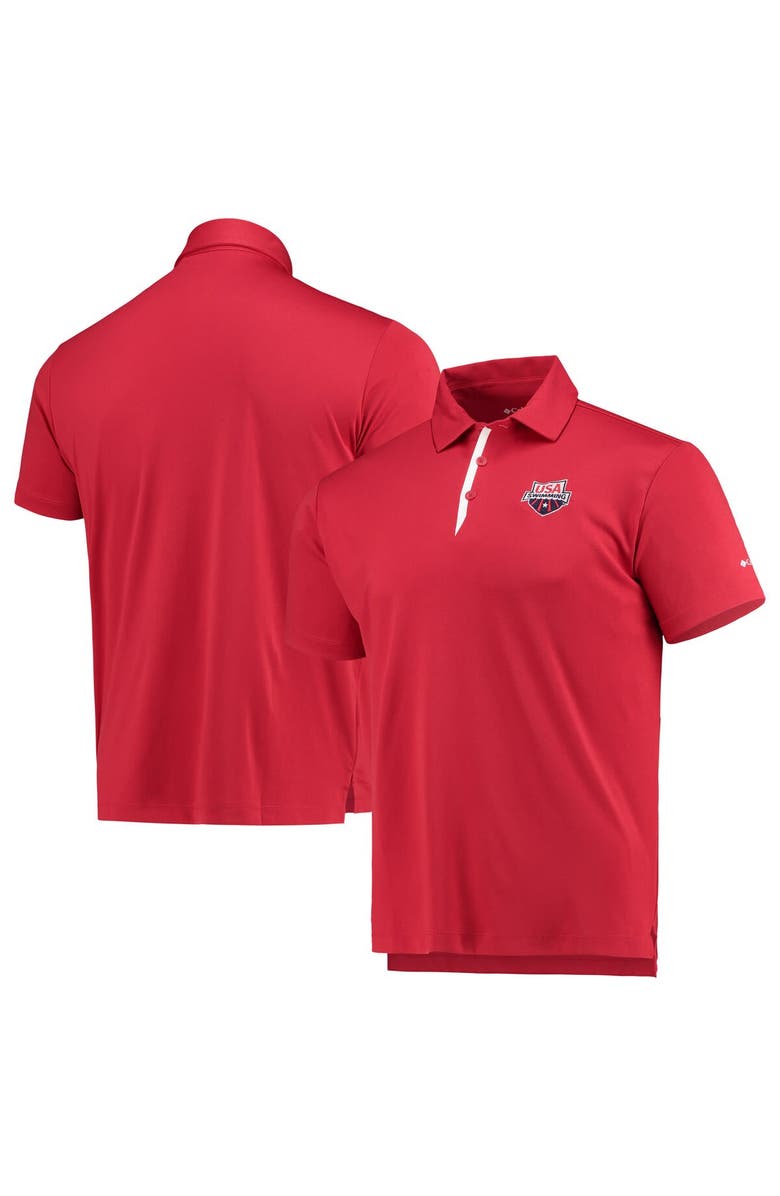 Columbia Men's Columbia Red USA Swimming Swim Sand Save Polo, Main, color, Red