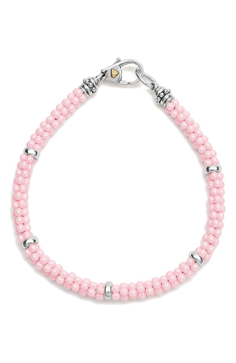 LAGOS Signature Pink Caviar Beaded Station Bracelet, Main, color, Pink