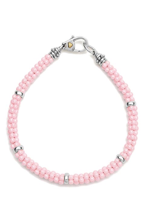 Signature Pink Caviar Beaded Station Bracelet