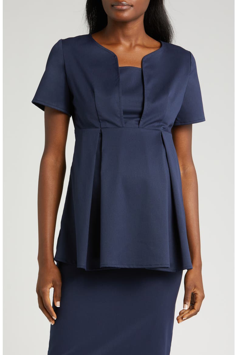Short Sleeve Suit Materinty Top, Main, color, NAVY BLUE