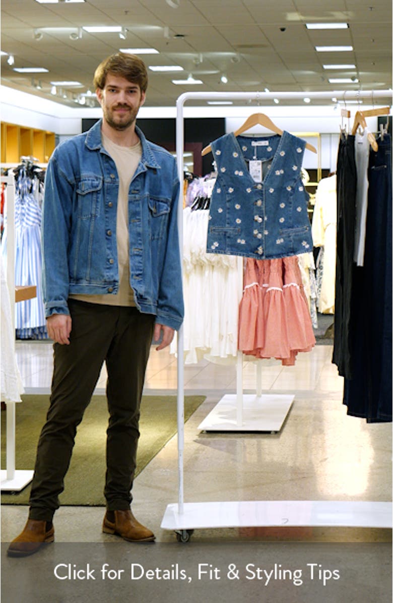 Massy Daisy Embroidered Denim Crop Vest, sales video thumbnail