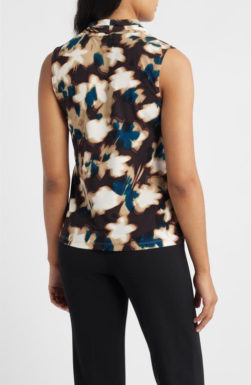 Anne Klein Abstract Print Triple Pleat Sleeveless Top In Multi