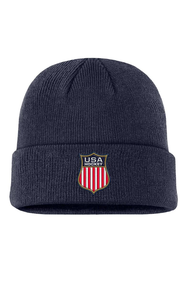 Nike Men's Nike Navy US Hockey Terra Cuffed Knit Hat, Main, color, Navy