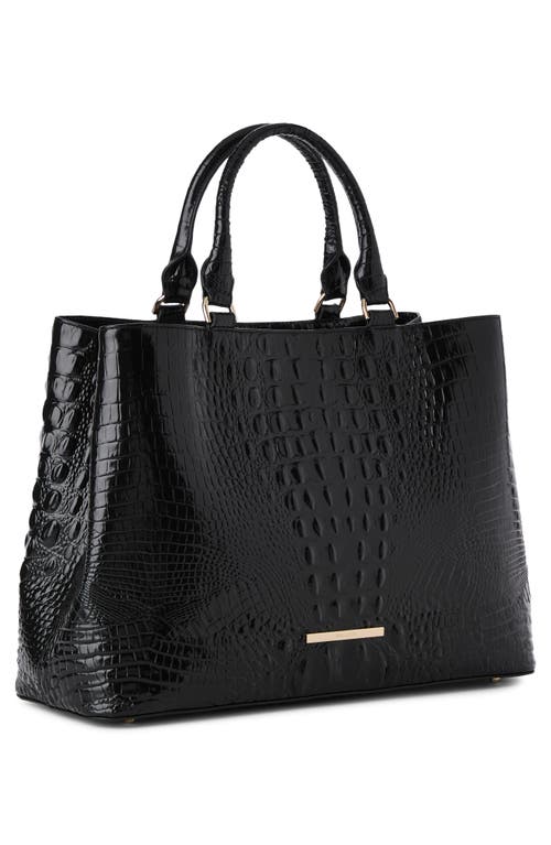 Brahmin Denise Croc Embossed Leather Tote In Black