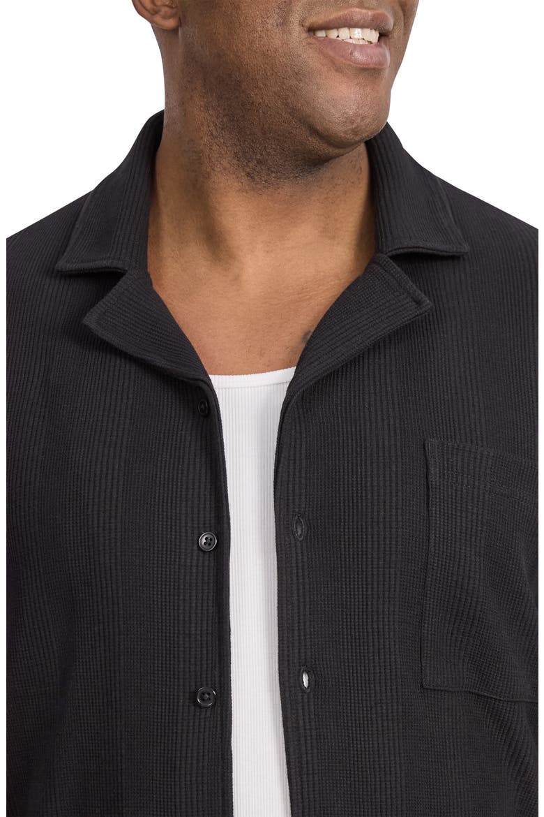 Weaver Relaxed Fit Textured Cotton Knit Button-Up Shirt, Alternate, color, BLACK