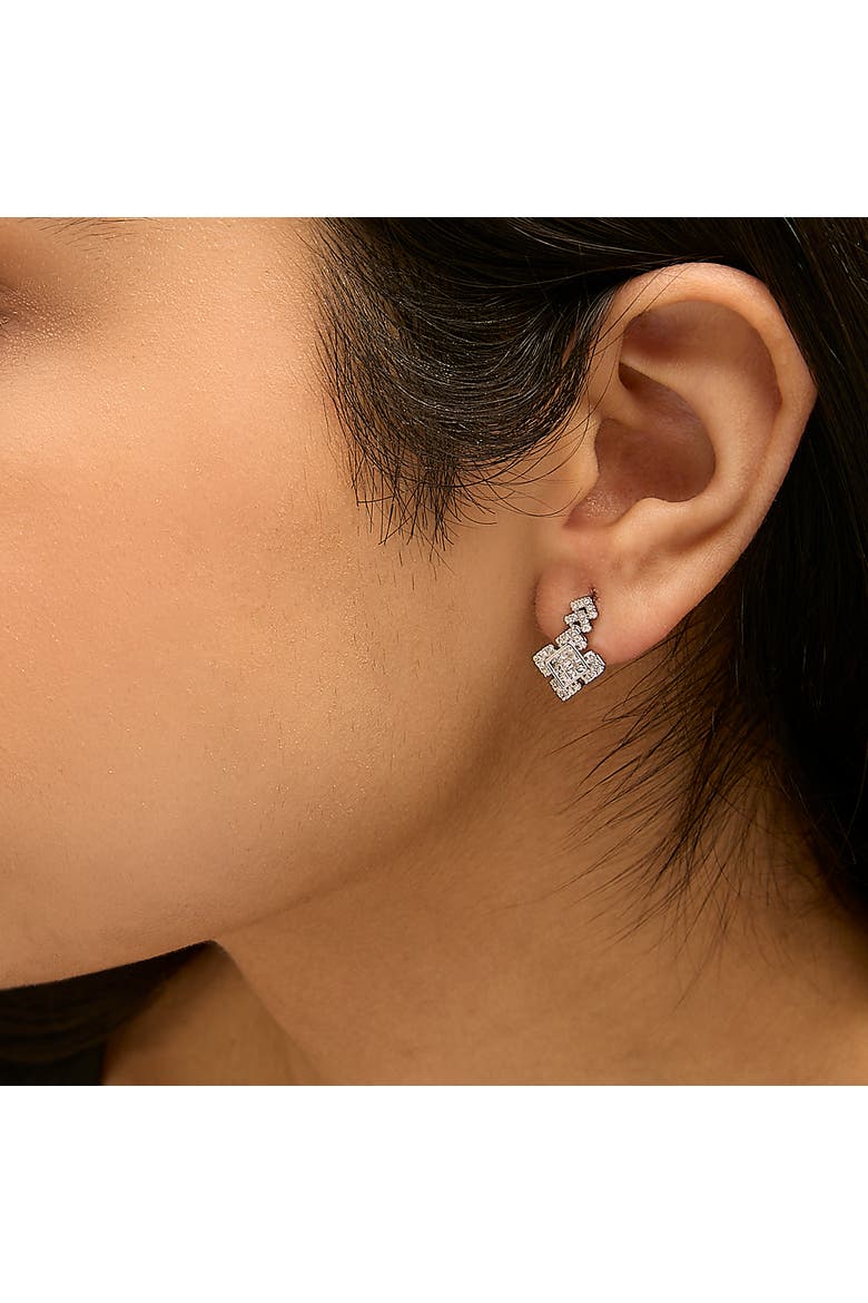 10K White Gold 3/5 Cttw Princess Diamond Geometric Drop Earrings, Alternate, color, White Gold