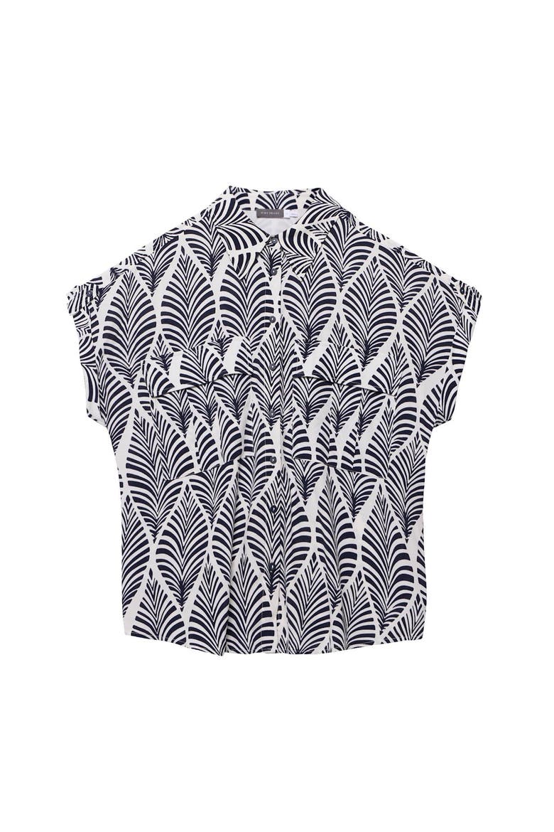 Leaf Print Resort Shirt, Alternate, color, Blue