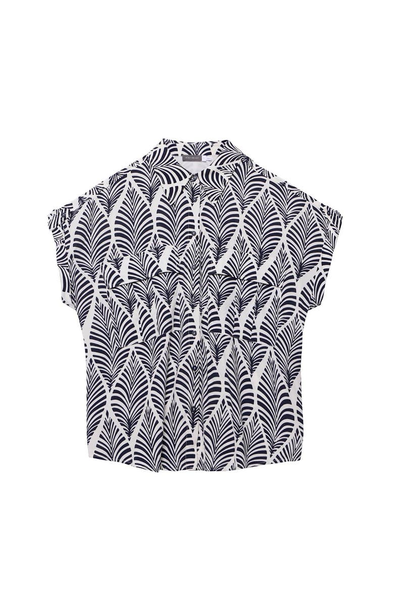 MINT VELVET Leaf Print Resort Shirt, Alternate, color, Blue