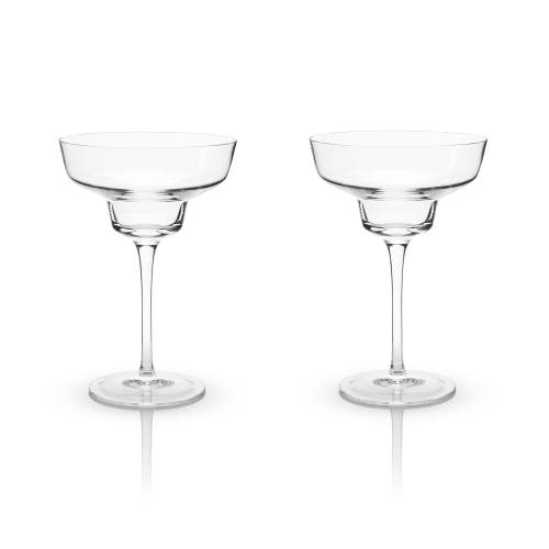 Viski Raye Crystal Angled Margarita Glasses Set Of 2 In Clear