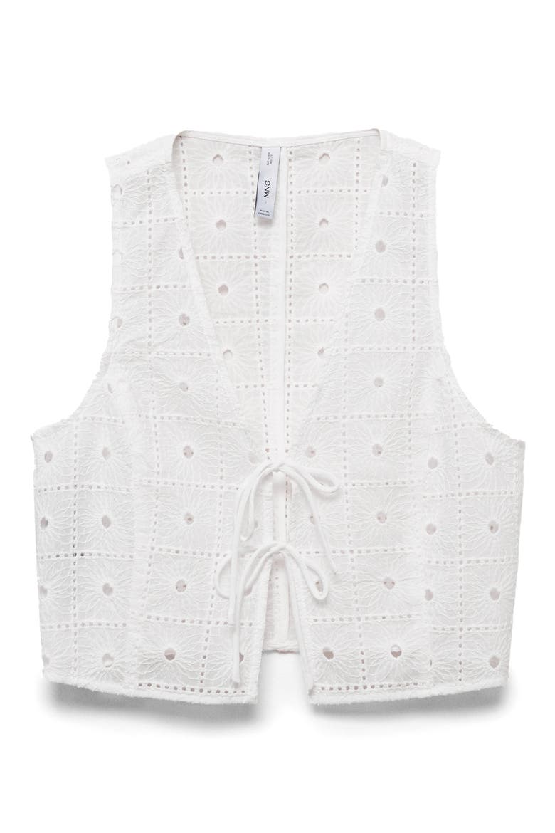 Embroidered Tie Front Vest, Alternate, color, WHITE