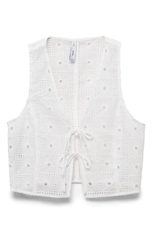 Mango Embroidered Cotton Waistcoat With Bows White In White