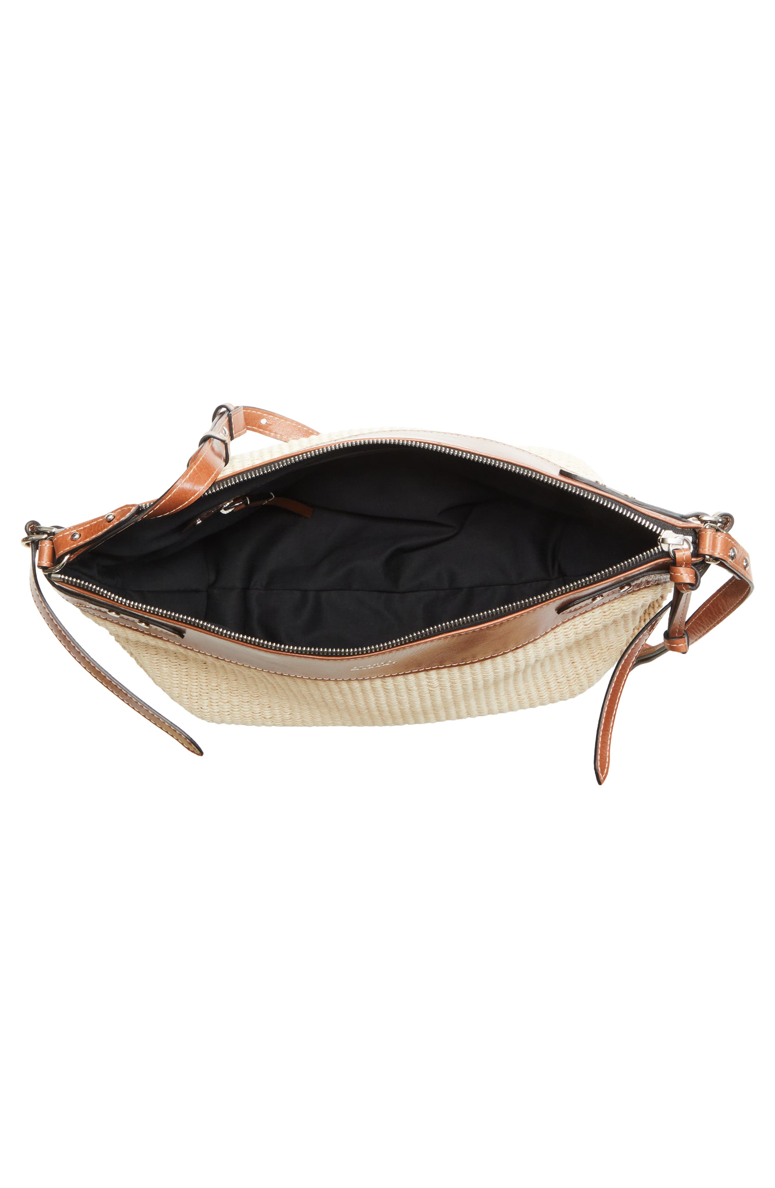 Isabel Marant Wardy Raffia & Leather Crossbody Bag, Alternate, color, Natural/ Cognac