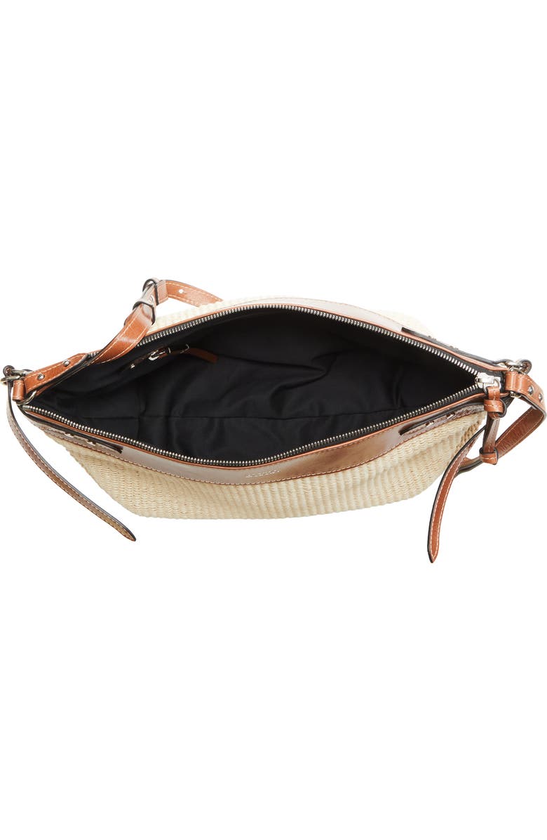 Isabel Marant Wardy Raffia & Leather Crossbody Bag, Alternate, color, Natural/ Cognac