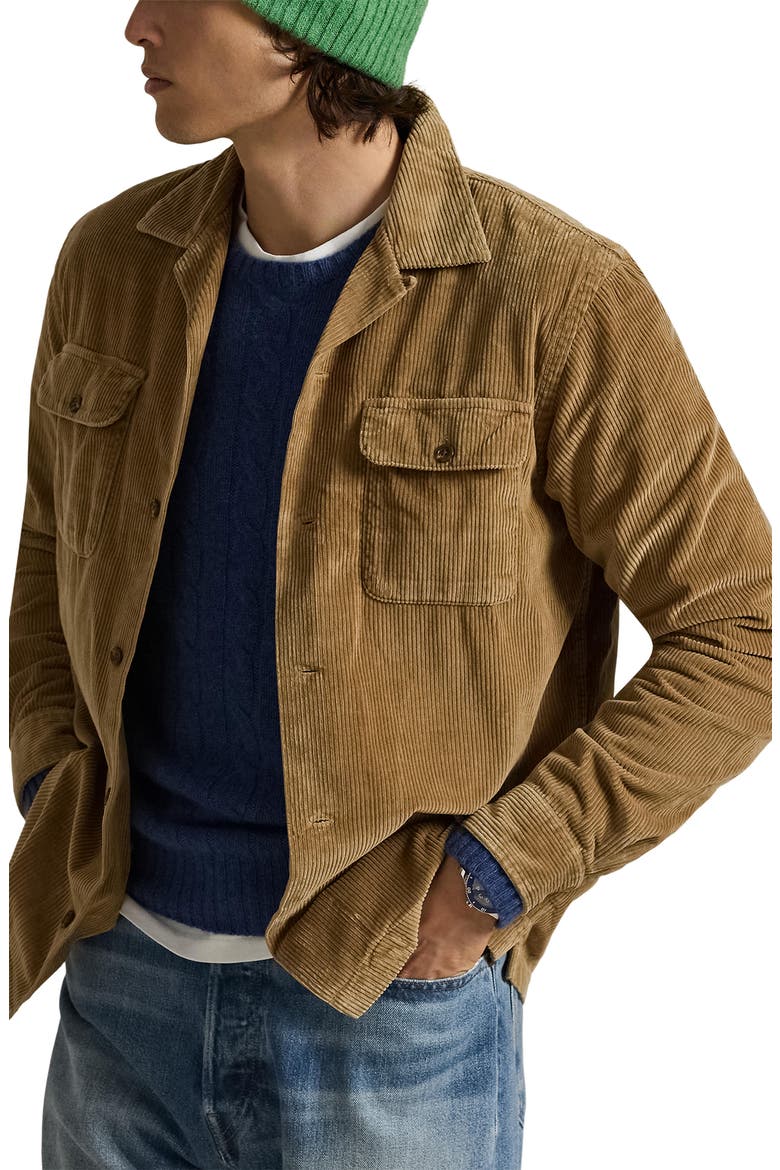 8 Wale Corduroy Shirt Jacket, Main, color, GOLDEN BROWN