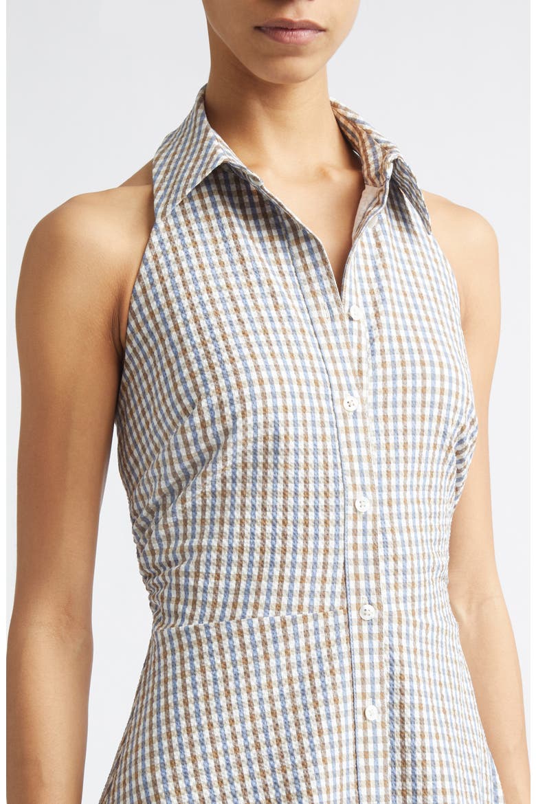 Mackey Gingham Stretch Cotton Halter Shirtdress, Alternate, color, ACORN MULTI