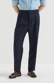 Brunello Cucinelli Virgin wool chalk stripe trousers with double pleats
