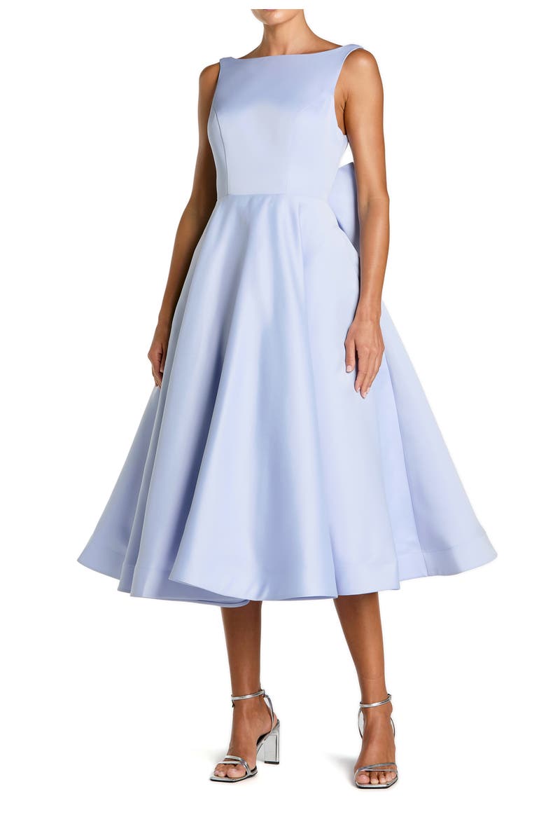 Mac Duggal Beaded Short Sleeve Crew Neck Sheath Midi Dress, Main, color, Periwinkle