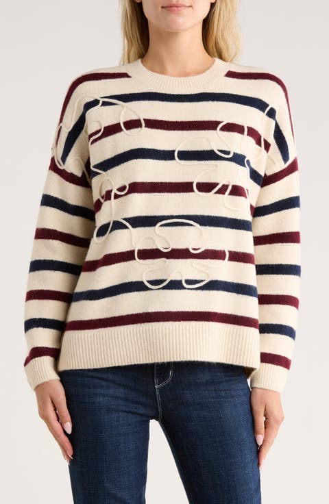 Embroidered Striped Sweater