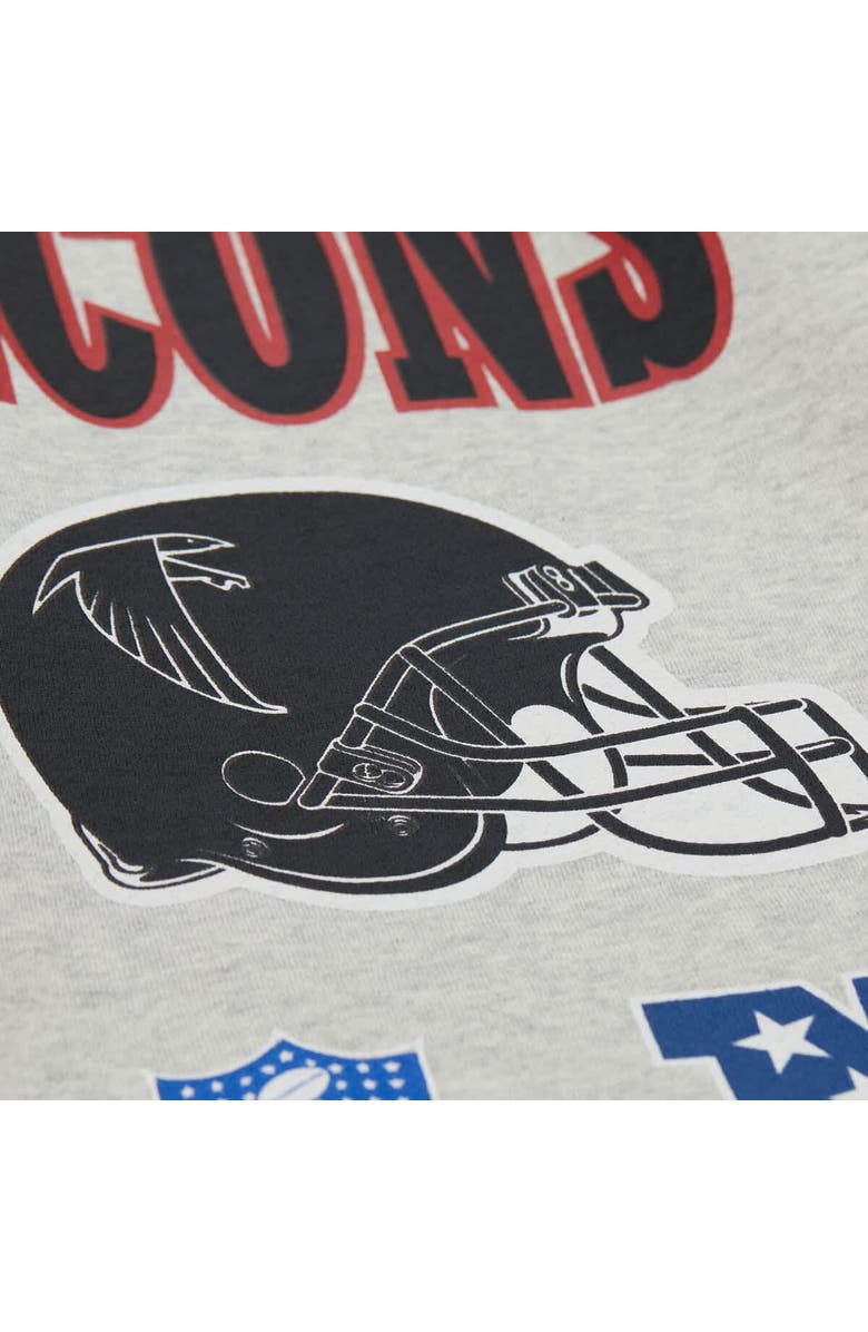 Mitchell & Ness Men's Mitchell & Ness Heather Gray Atlanta Falcons All Over Print Vintage Fleece Crewneck Sweatshirt, Alternate, color, Heather Gray