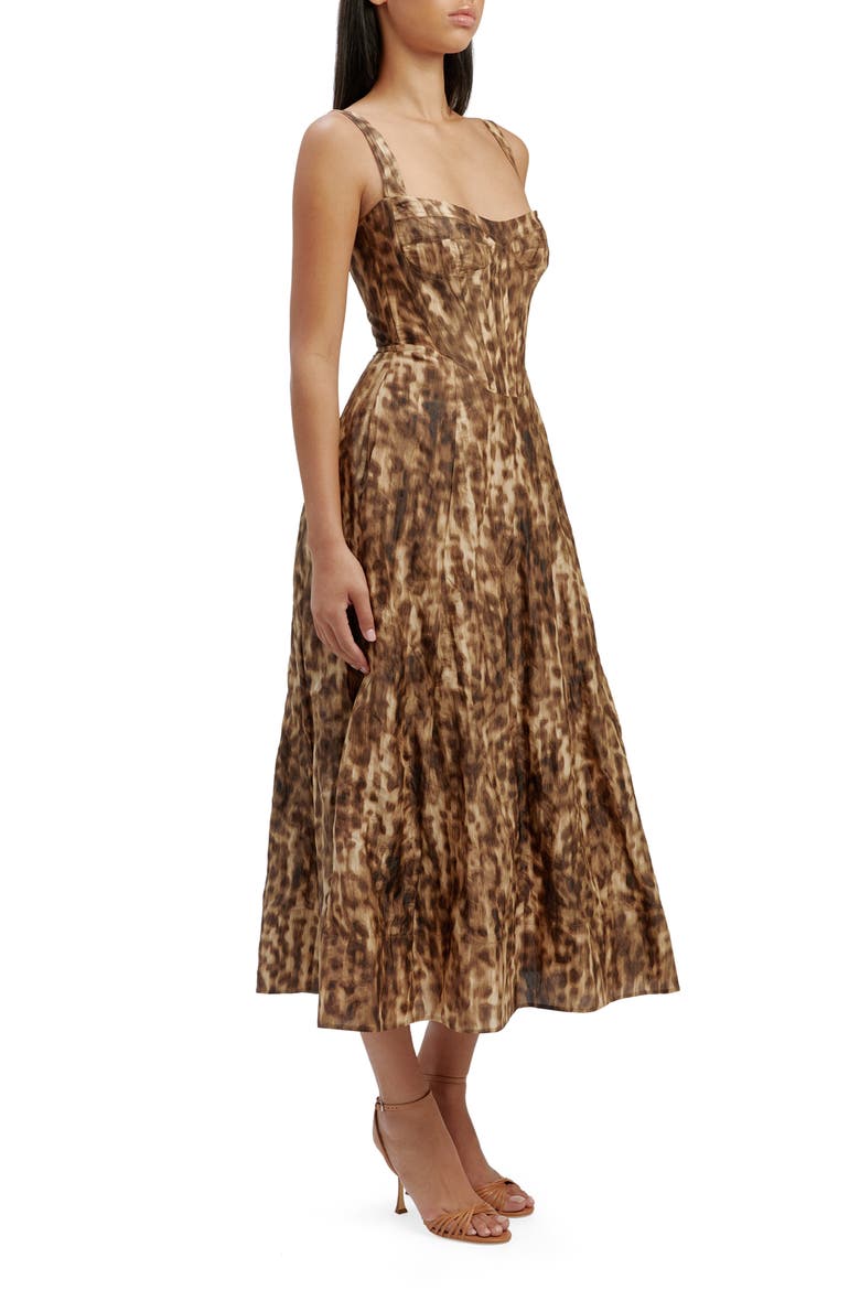 Lilah Leopard Print Sleeveless Corset Midi Dress, Alternate, color, LEOPARD