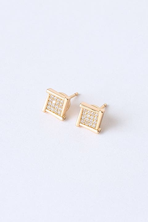 Atlas Crystal Square Stud Earrings