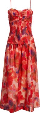 Chelsea28 Smocked Drop Waist Midi Dress