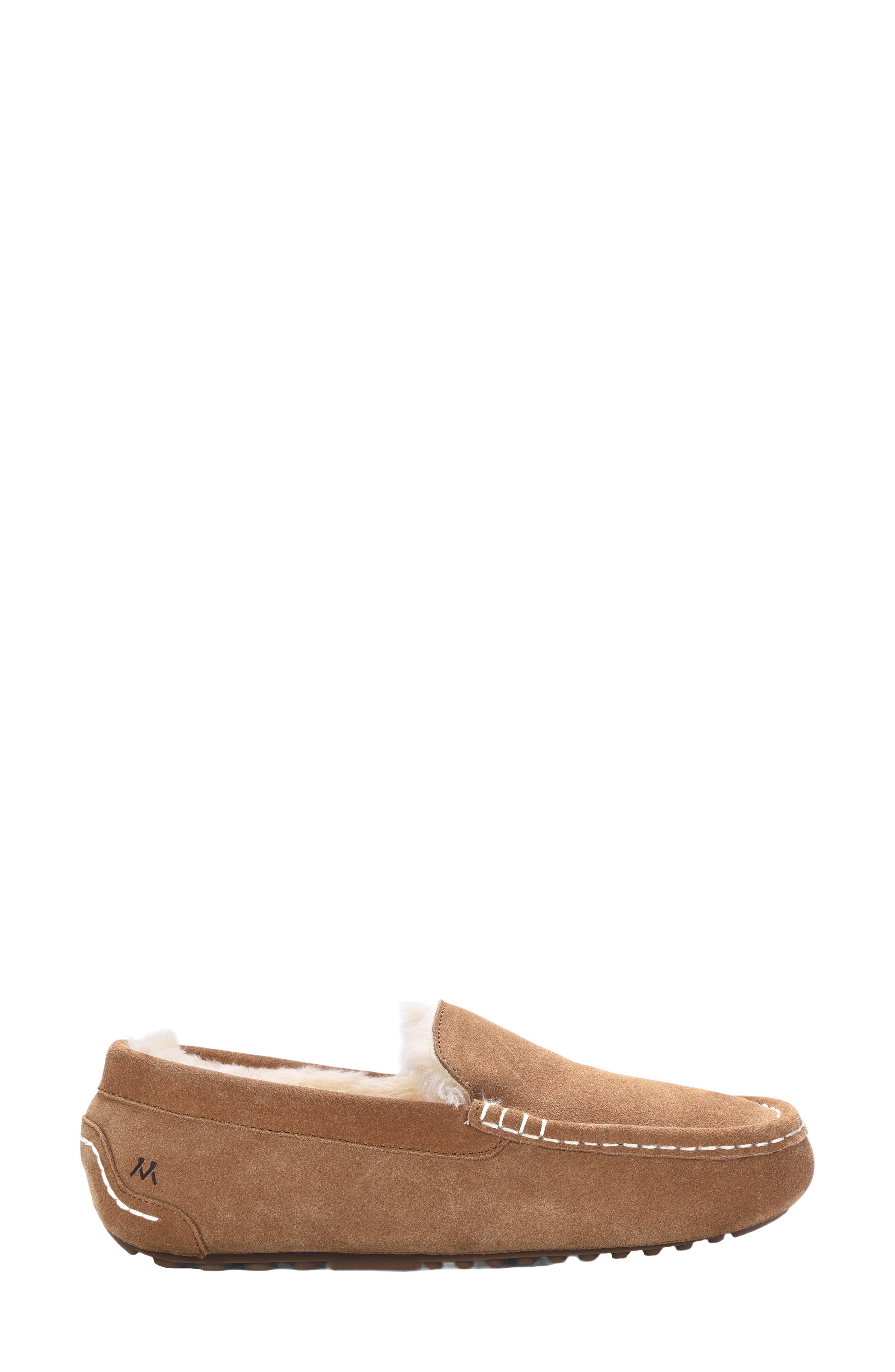Mykos Suede Genuine Shearling Lined Slipper, Alternate, color, Chestnut
