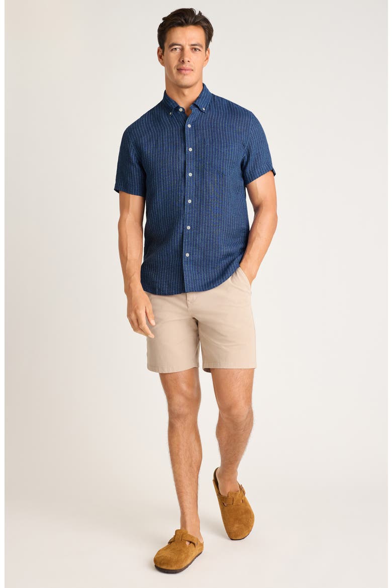 Slim Fit Striped Linen Shirt, Alternate, color, NAVY BLUE TRITON STRIPE LINEN