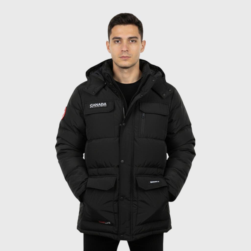 Canada Weather Gear Heavyweight Hooded Puffer Jacket In Black