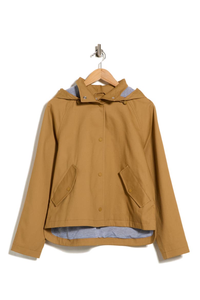 Hooded Short Raincoat, Alternate, color, KHAKI