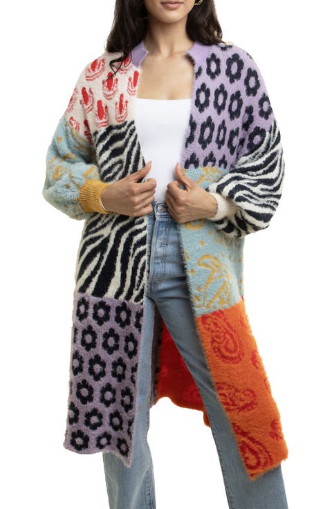 Multi Print Longline Cardigan