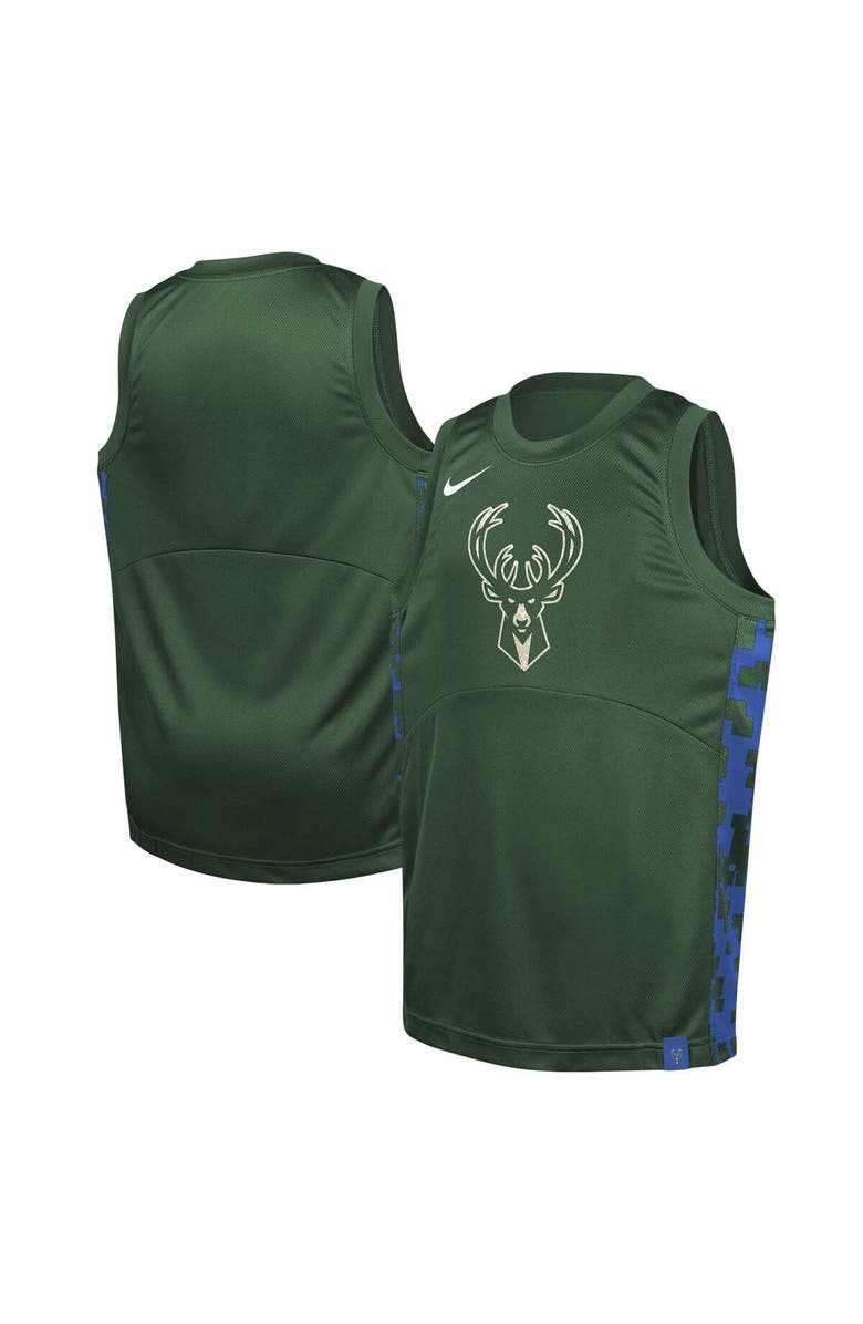 Nike Youth Nike Hunter Green Milwaukee Bucks Courtside Starting Five Team Jersey, Alternate, color, Hunter Green