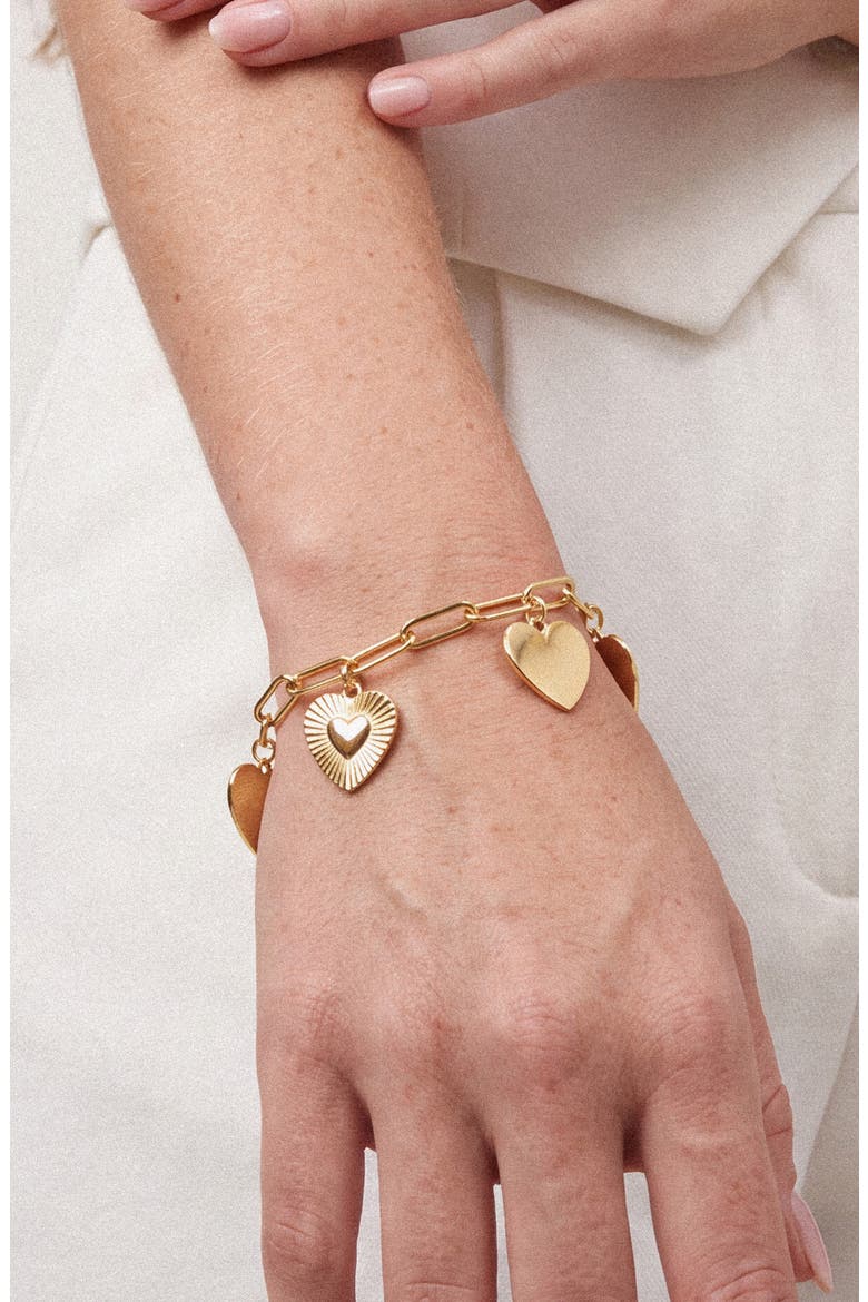 Heart Charm Bracelet, Alternate, color, GOLD