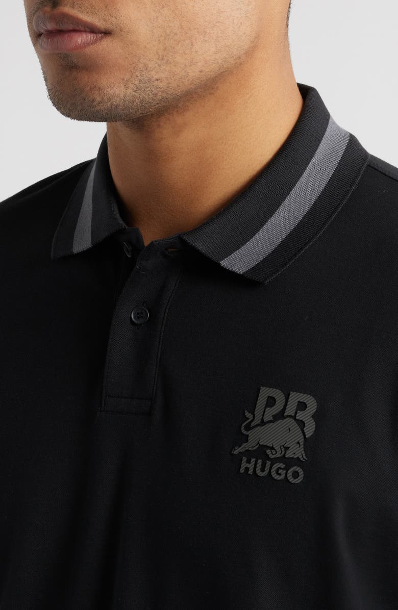 HUGO x RB Formula One<sup>™</sup> Team Relaxed Fit Stretch Piqué Polo, Alternate, color, Black