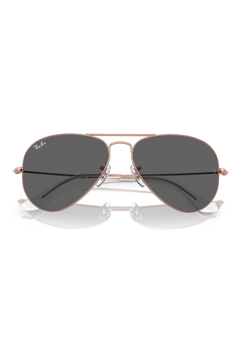 55mm Pilot Aviator Sunglasses, Alternate, color, DARK GREY