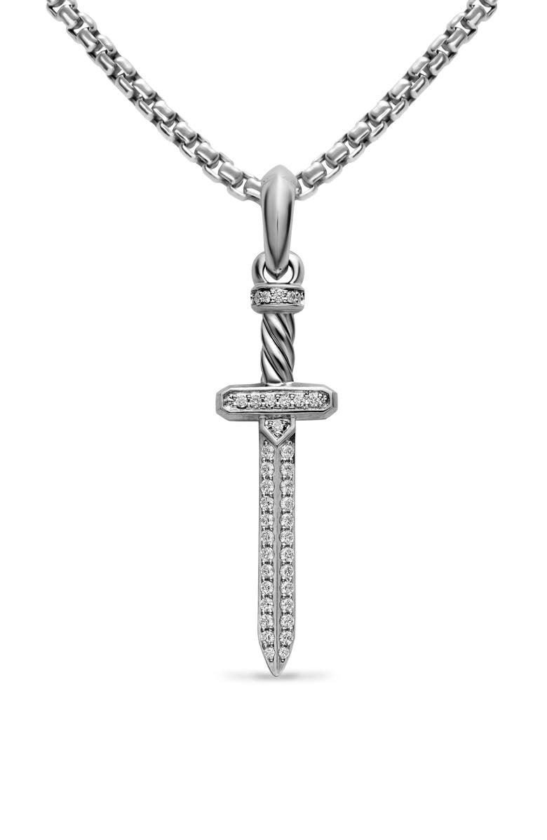 David Yurman Pavé Diamond Sword Amulet, Alternate, color, Silver Pave